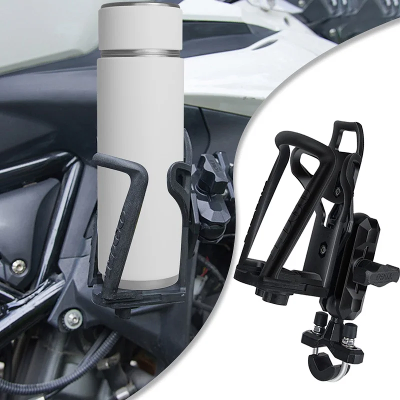 Universal Motorcycle Adjustable Water Cup Holder Bike Beverage Stand Motorbike Drink Bottle Bracket Black For Scooters Bicycles