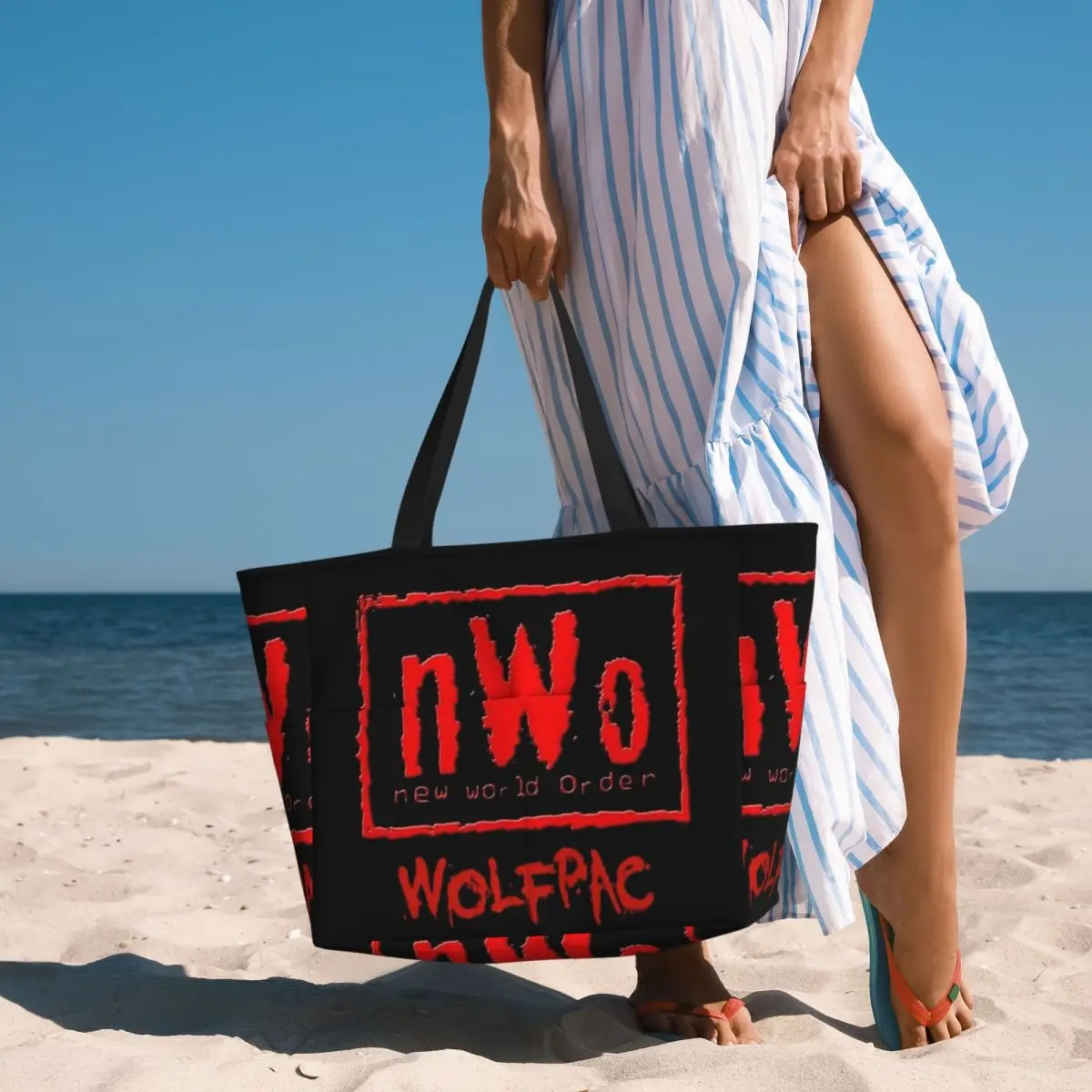

NWO New World Order Wrestling Beach Tote Bag Sport Gym Yoga Duffle Large Tote Bag Women Travel Bag Fitness bag