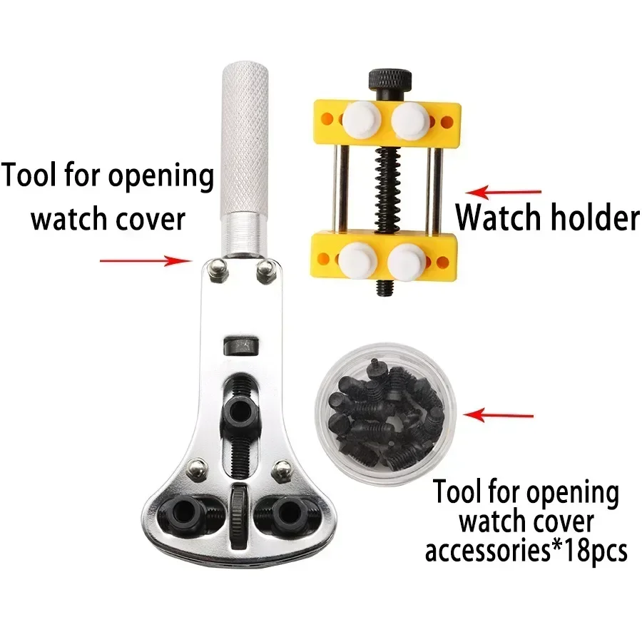 20pcs Watch Repair Tools Opener Steel 4 Type Paws Adjustable Watch Back Cover Opener Backcase open Tool With Movement Holder image 5