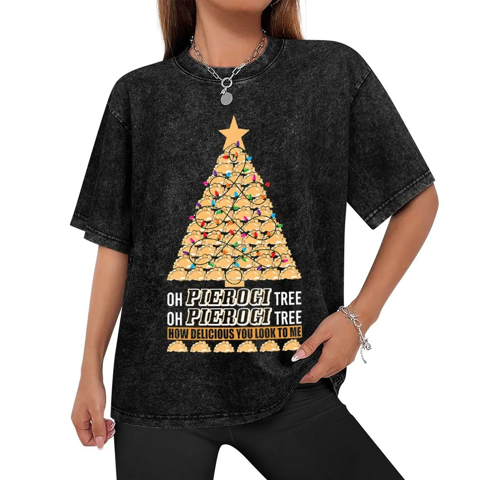 Polish Heritage Gifts Funny Oh Pierogi Tree Christmas Premium T-Shirt blacks mens cotton t shirts