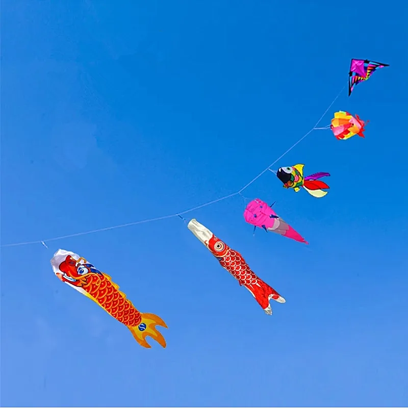 Weifang-Calcetines de viento con diseño de pez grande para niños, cometa de nailon con diseño de águila volando y paracaídas, envío gratis