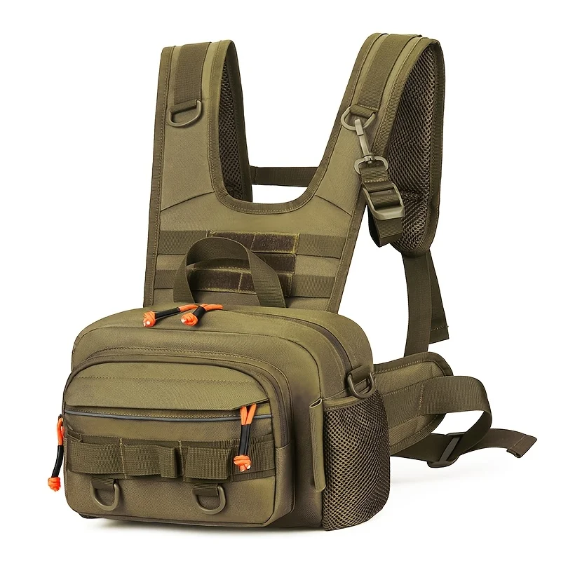 Men Tactical Fishing Backpack With Rod Holders Lure Chest Bag Gear Storage Bag Molle Outdoor Hiking Fanny Pack Hunting Rig Pouch