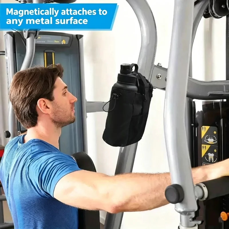 Magnetic Gym Water Bottle Bag With Magnet Multi-Function Carrier Bag Portable Sports Fitness Bag Gym Accessories Storage Pack image 5