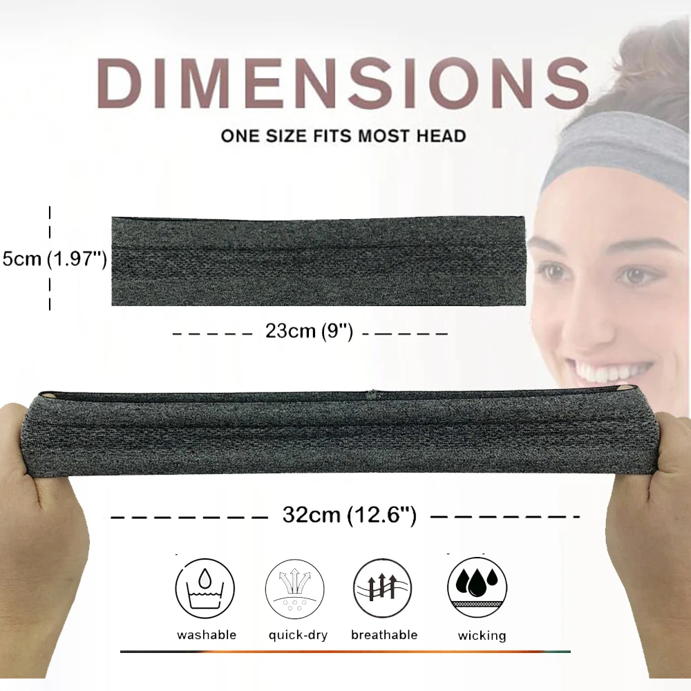 6pcs Men and Women Sport Sweat Headband Football Tennis Headscarf Anti-slip Elastic HairBand Running Yoga Gym Fitness Head