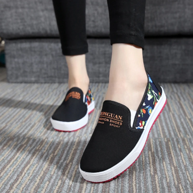 Girseaby Woman Spring Autumn Comfortable Flats canvas shoes Round toe Flat Slip on Asakuchi Large size 35-40 Casual Date F950