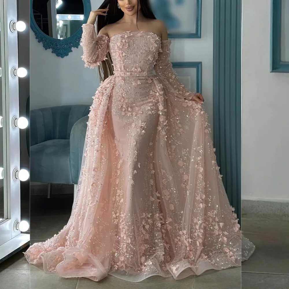 Maßgeschneidertes, bezauberndes Glitzer-Applikationsblumen-Luxus-Abendkleid im Meerjungfrau-Stil, bodenlang, maßgeschneiderter Anlass, elegante formelle Party