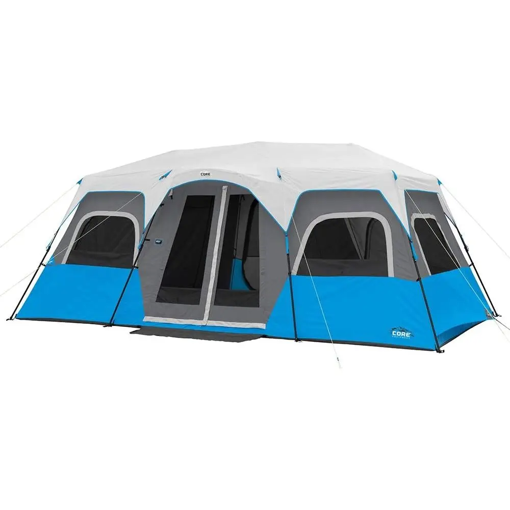 

Family Multi-Room LED Lighted Tents for 6, 9, or 12 People with Storage Pockets and Camping Accessories