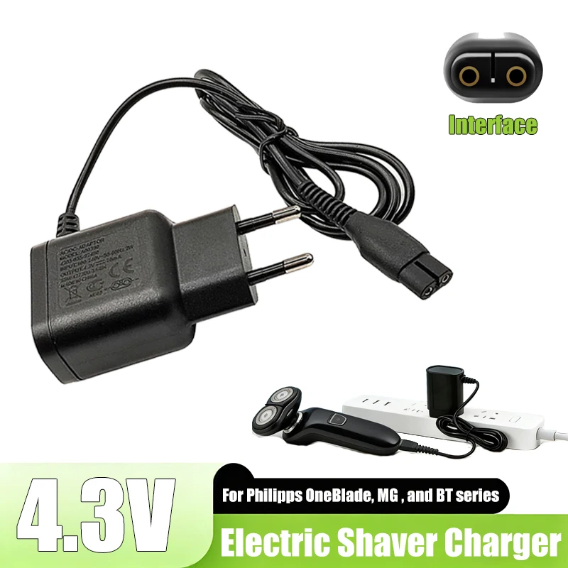 

Replacement A00390 Power Adapter Shaver Charger 4.3V 70mA Compatible for OneBlade QP2520 QP2521 QP2523 QP2510 QP2511 S300 S511