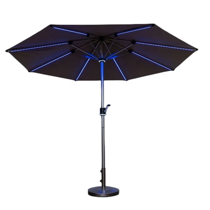 New High-end Outdoor Sunshade Garden Umbrella Electric Automatic Parasol Patent Invention Design Colorful Solar LED