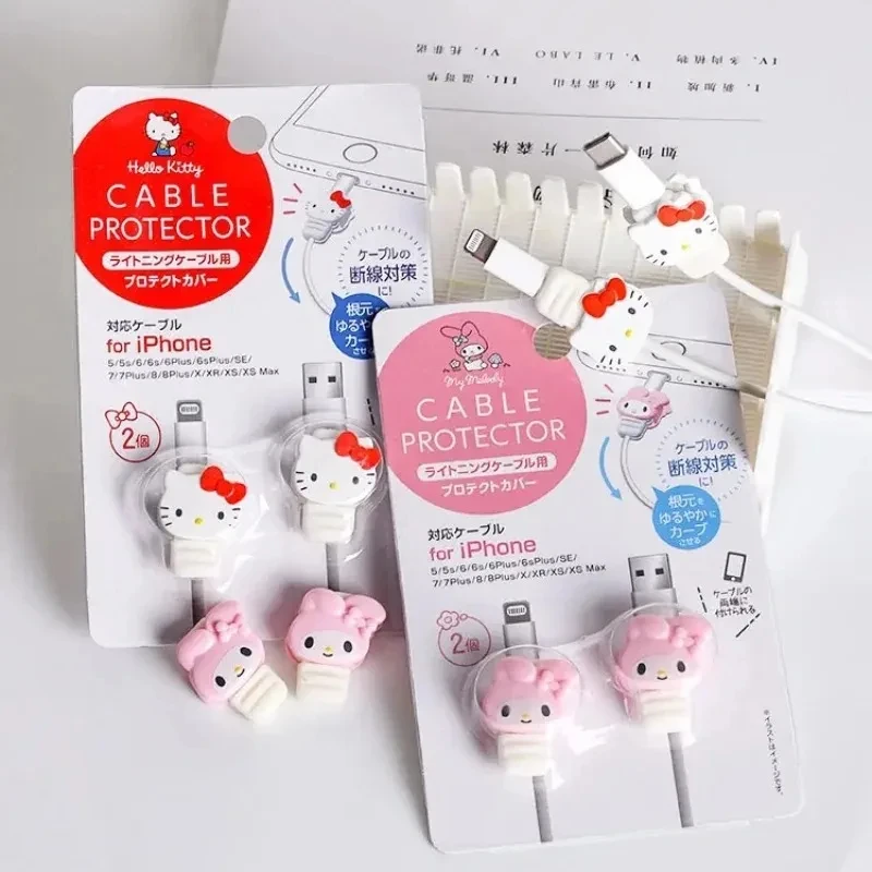 Protector de Cable de datos de Hello Kitty Sanrio, Kawaii, Anime, My Melody, Cinnamoroll, Iphone, Ipad, antimordedura, rotura, regalos