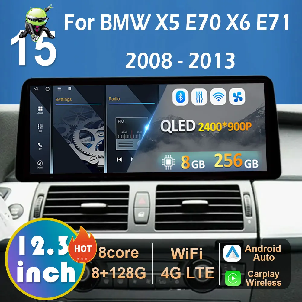 

Система CCC CIC Carplay для BMW X5 E70 X6 E71 2008 2009 2010 2011 2012 2013 Android 15 DSP Стерео Автомобильный мультимедийный радиоплеер BT