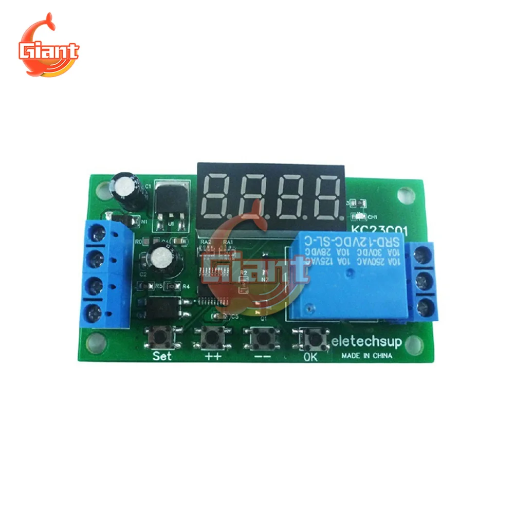 Delay Relay Board 1-Channel Multi-function Pulse Counter Switch Adjustable Timer Delay On/Off Relay Module DC 5V 12V 24V