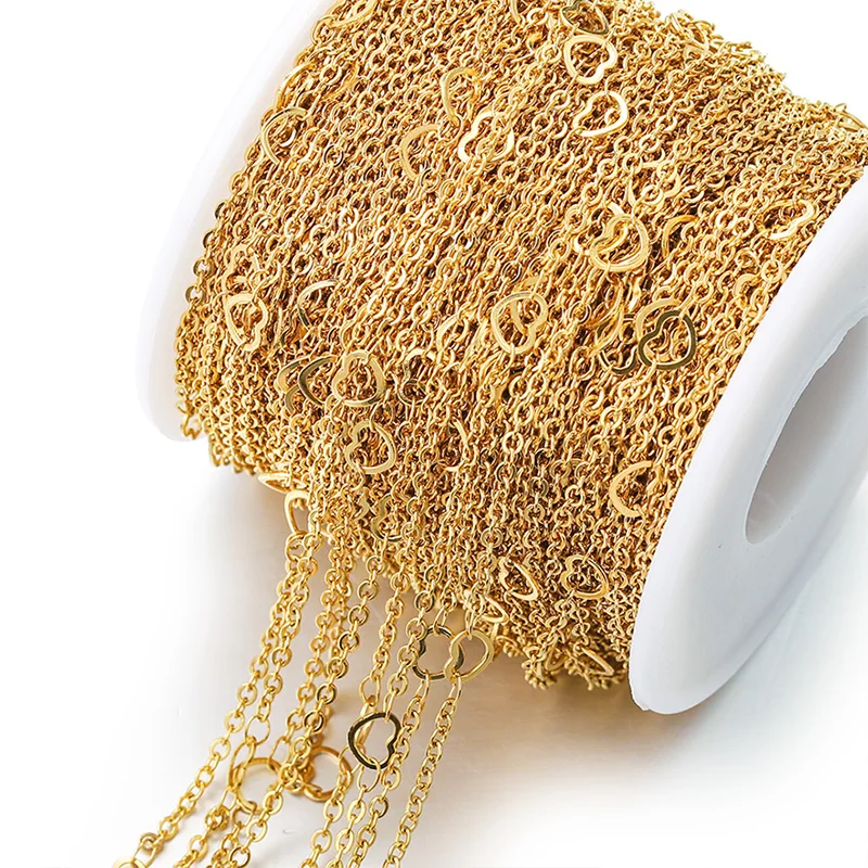 2m Stainless Steel Cable Chains for DIY Jewelry Making DIY PVD Gold Plated Chain For Necklace Bracelet Jewelry Supplies Findings