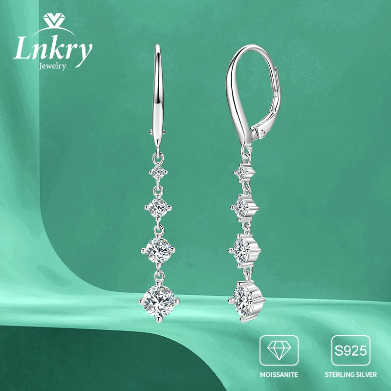 

Lnkry 925 Sterling Silver Long Tassel Earring Certified 5mm&4mm&3mm&2mm Moissanite Drop Earrings for Women Jewelry Gift