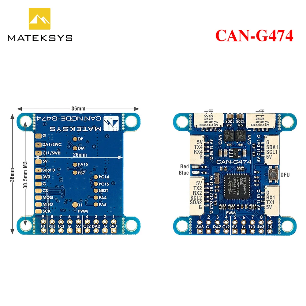 

MATEK MATEKSYS AP_PERIPH CAN зел CAN-G474 с AP_Periph, CAN узел, дронекан, G474, FDCAN 5 Мбит/с для дрона RC FPV