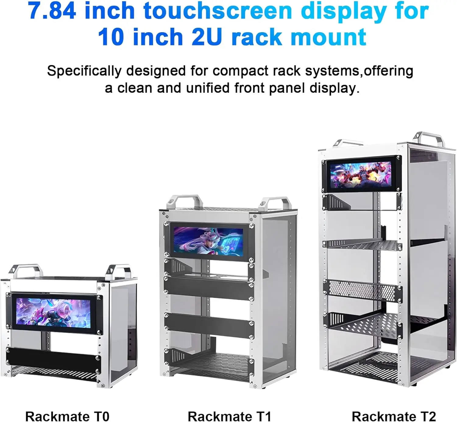 Wisecoco 7.84Inch Rack Mount Touch Monitor Secondary Screen 1280x400 Bar LCD Display for 10 inch 2U Rack Rackmate Server Cabinet
