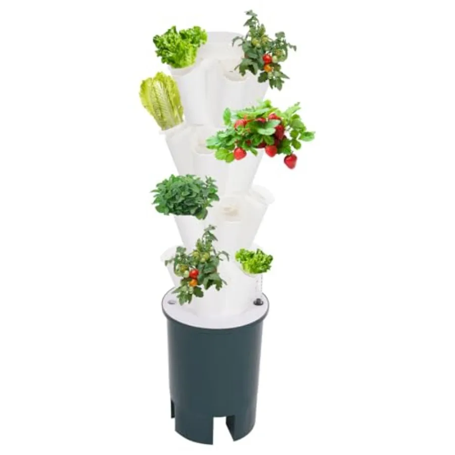 

Indoor Hydroponic Planter with Timer Wheels for Vegetable Fruit Flower Growing System 20 Pods Vertical Garden Tower in Gray