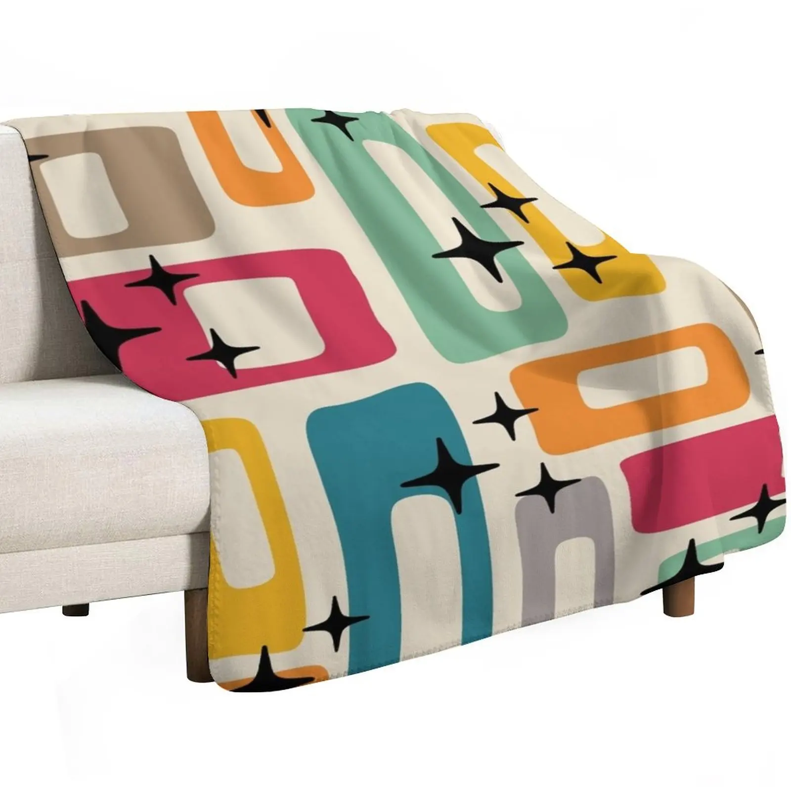 Retro Mid Century Modern Abstract Pattern 154 Throw Blanket Soft Sherpa Fleece Warm Blanket for Winter