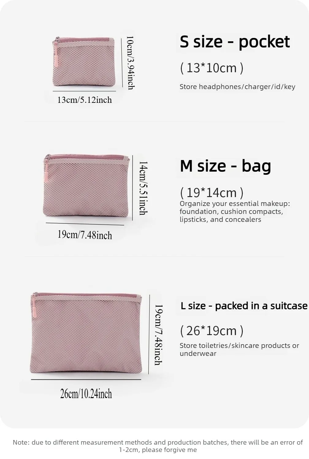 Mesh-Tech-Organizer-Tasche mit Doppelreißverschluss aus Polyester für Kabel, Ladegeräte, tragbare Reise-Make-up-Aufbewahrungstasche für den Heimgebrauch – Detail 9