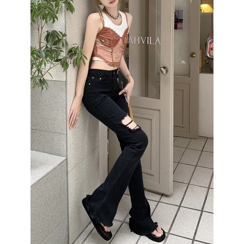 

Black Jeans for Women NEW American High Waist Vintage Fashion Streetwear Wide Leg Jean 2023 Female Trouser Y2K Baggy Denim Pants