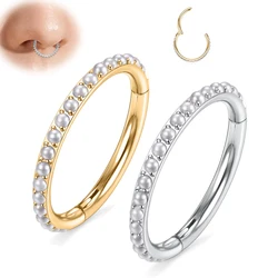 Septum Tragus Rook Ring Pearl Nose Ring Hoop Conch Daith Helix Piercing Jewelry Clicker Cartilage Earrings Lip Labret Ring Hoop