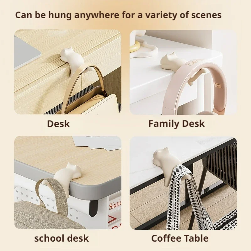1/4 قطعة ديكور مكتب المنزل مكتب الجانب السنانير المحمولة القط خطاف حقيبة شماعات الجدول هوك حقيبة يد على ظهره حقيبة السفر حامل مُنظِم #5