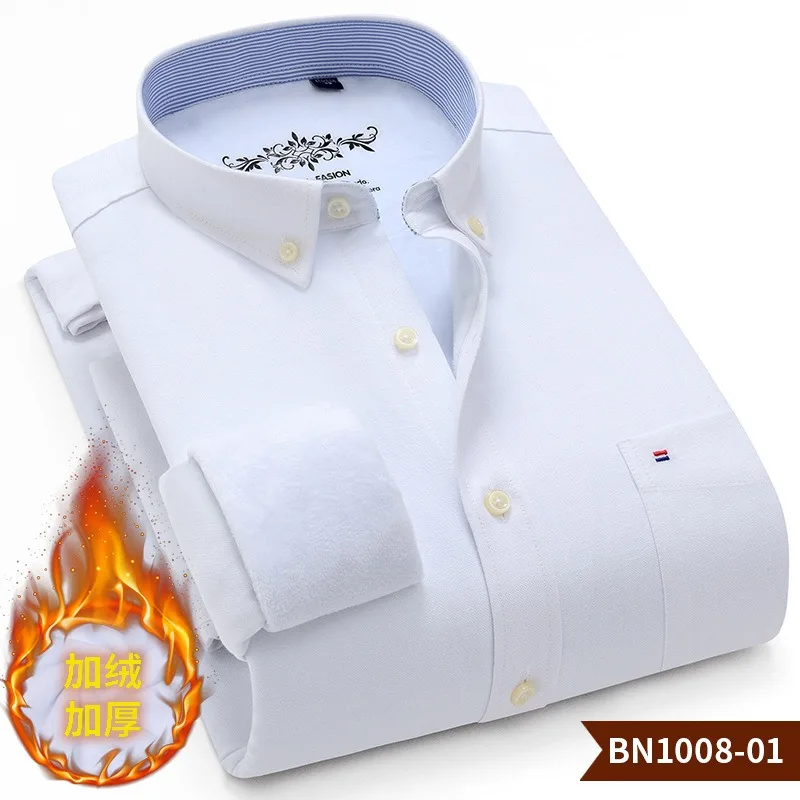 Men's long sleeve shirt Oxford woven thick warm autumn and winter comfort high quality everything easy to take care of simple