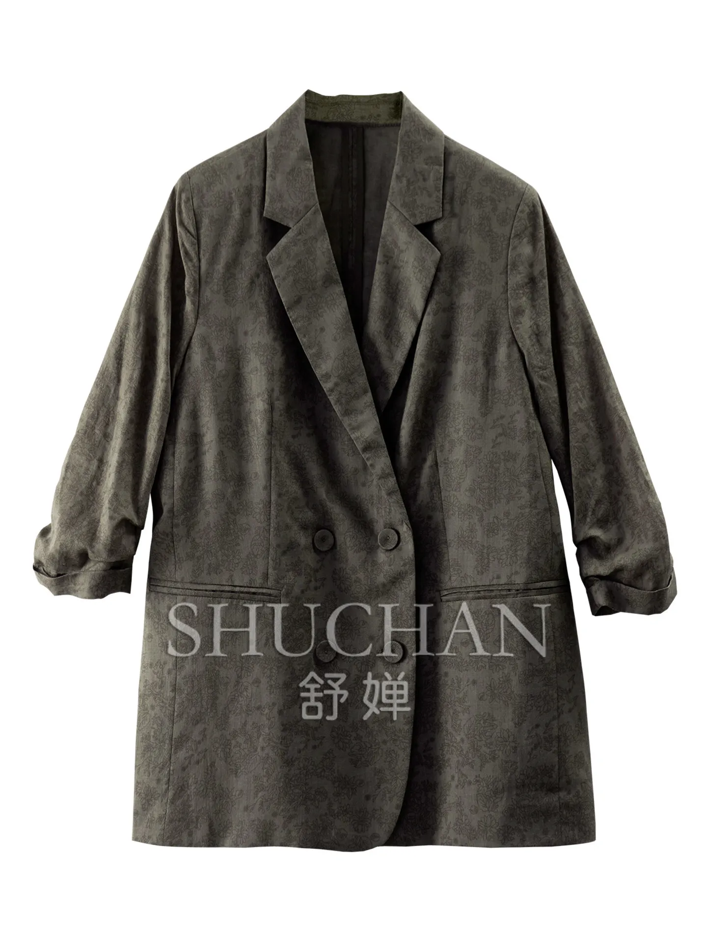 Spring and Summer Commuting Loose Horn Sleeves Ramie Blazer Women 58M9 Women Blazers and Jackets