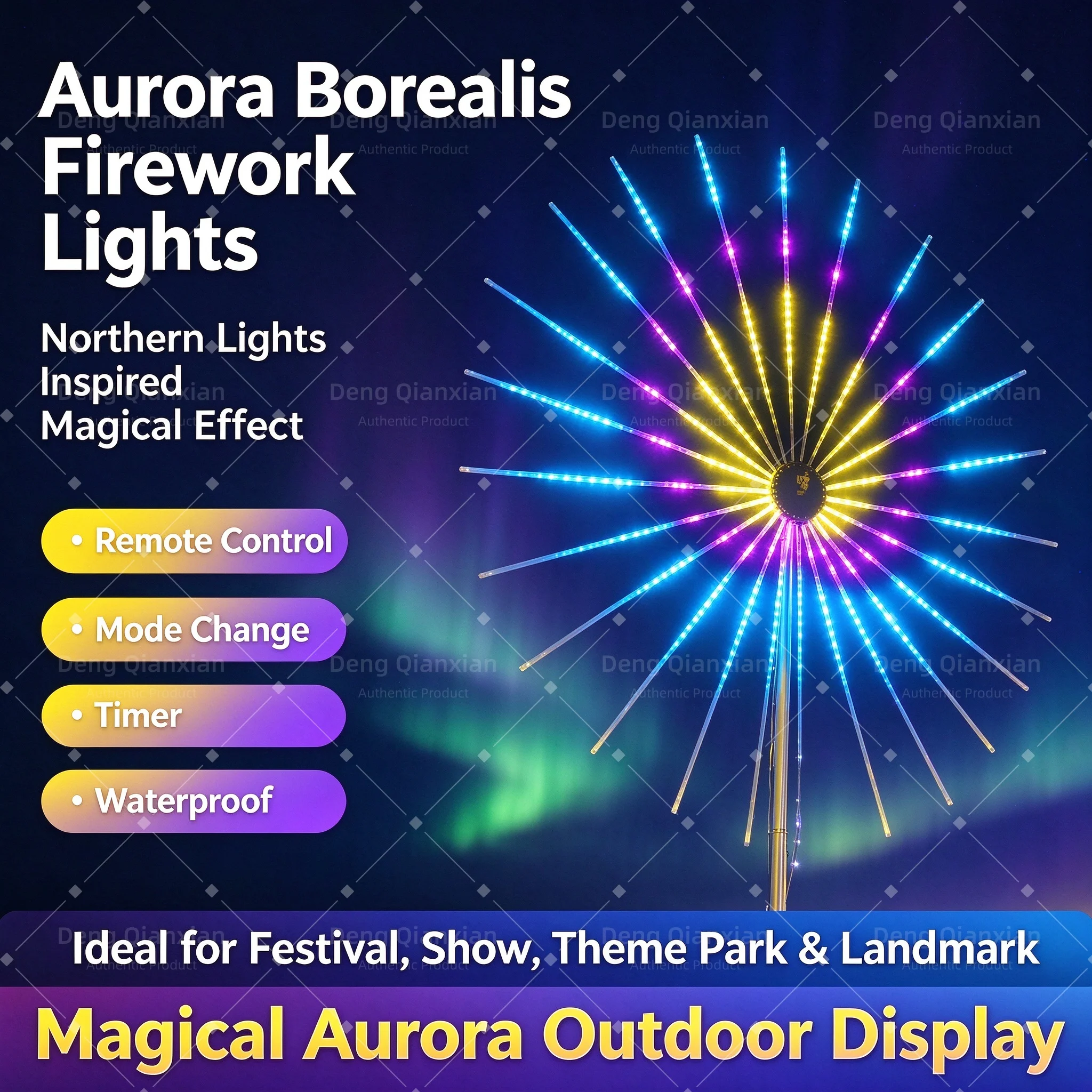 Firework Lights for Barn Wedding, Sound Activated RGB, Waterproof, Dual Speakers, Bluetooth APP, Evening Decor
