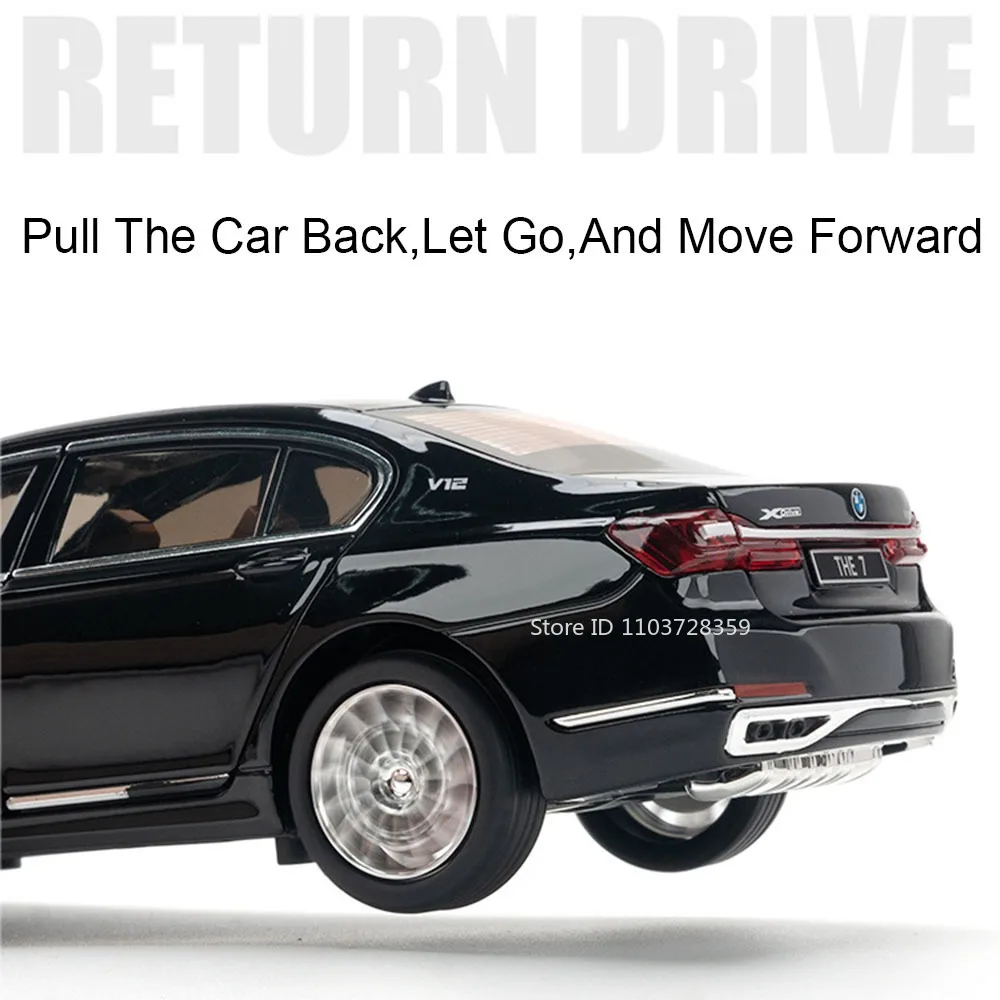 1:24 Model 760Li X5 Miniatuur Speelgoedauto's Legering Diecast Geluid Licht Trek Deuren Geopend Schokabsorptie Kinderen Educatief Speelgoed