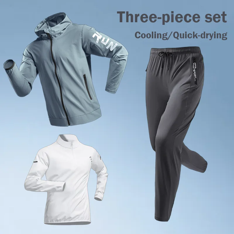 

Men's Sportswear Three-piece Set Running Training Clothes Spring Summer Quick-drying Basketball Gear Jacket Fitness Wear
