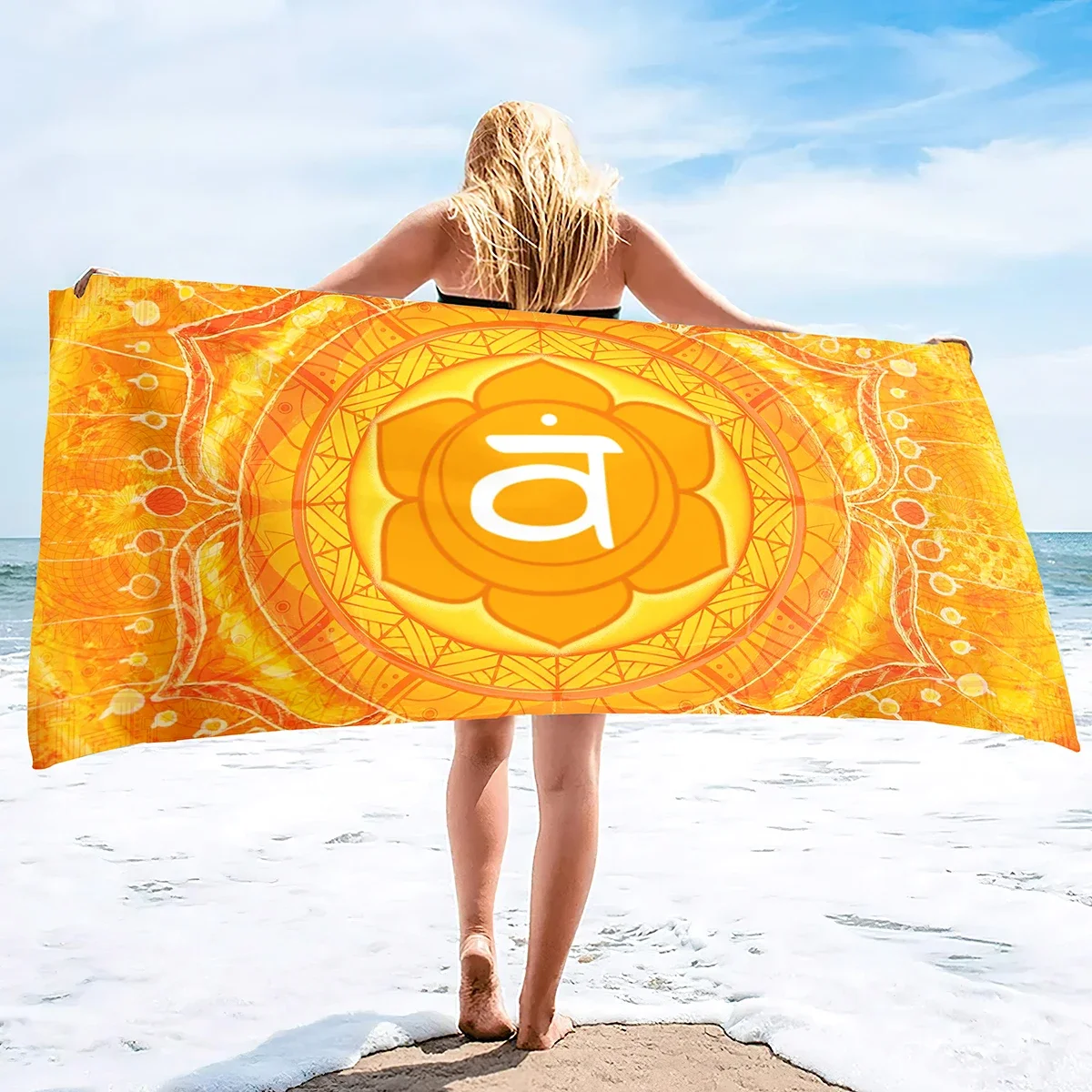 

Seven Chakras Beach Towel Blanket Sand Proof Swimming Large Bath Pool Towel Quick Dry for Travel Yoga Sport Camping Oversized