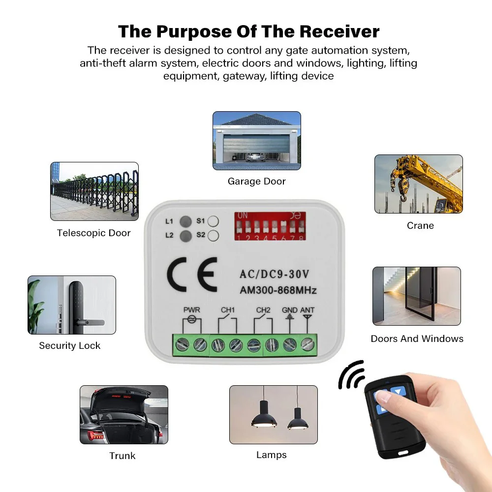 ERREKA LUNA2 LUNA3 ERREKA RESON1 RESON2 433.92mhz remote control garage door opener gate control Control fixed code receiver