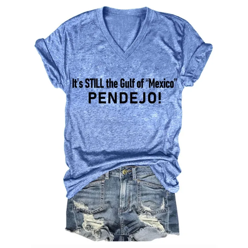 Women's Gulf of Mexico Print T-Shirts Summer Short Sleeve V Neck T Shirt Casual Loose Tops