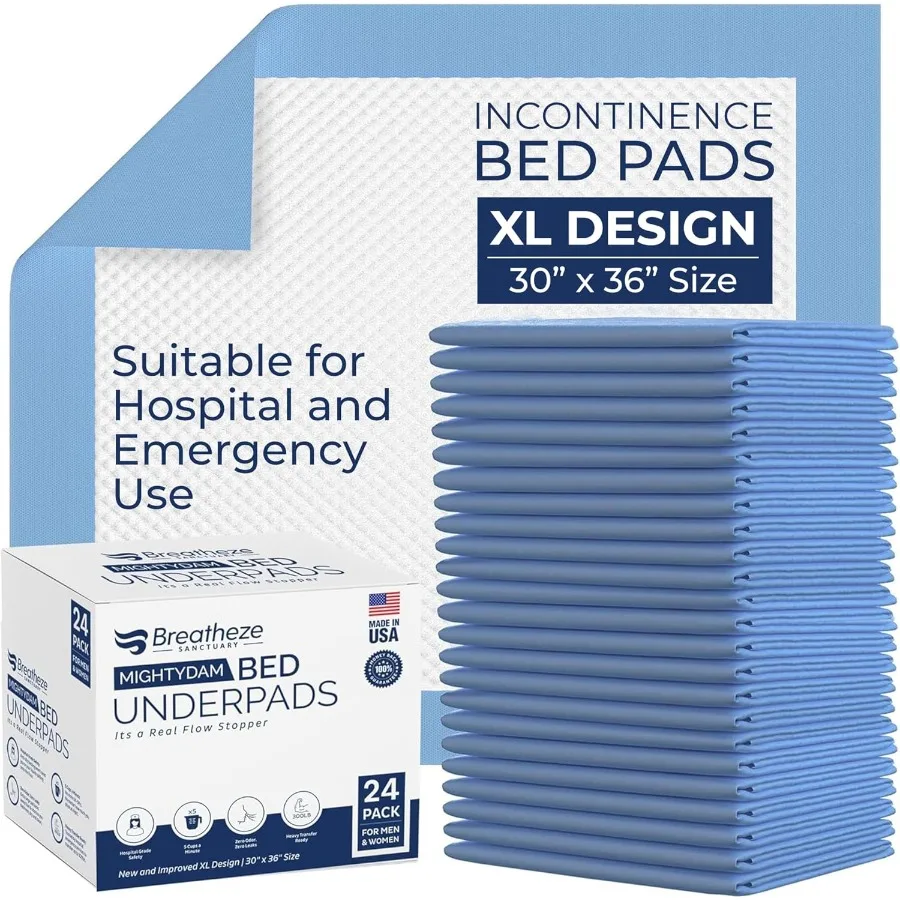 

Disposable Bed Pads for Incontinence - Extra Large Heavy Duty Absorbent Pads for Adults and Pets - Waterproof Protection with 3