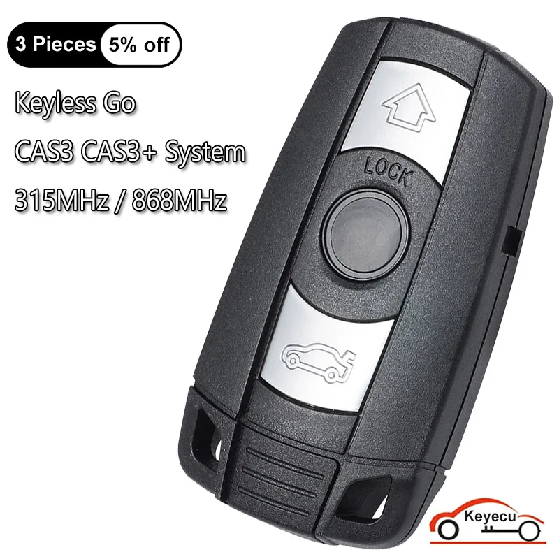 KEYECU Keyless-Go Full Intelligent Remote Key 315MHz PCF7953 /868MHz PCF7945 Chip for BMW CAS3 3/5 Series X5 2006-2011 KR55WK491