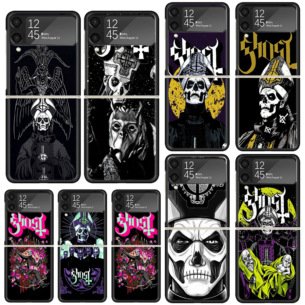 Ghost Papa Emeritus Phone Case For Samsung Galaxy Z Flip Zflip 6 Flip6 5 Flip5 4 Flip4 3 Flip3 5G Art Fundas Black Cover