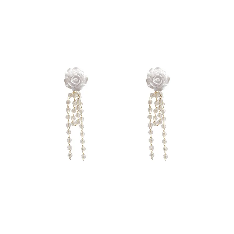 Korean Style Women Girls Pearl Bow Camellia Earrings Fashion Exquisite Elegant Lady Classic Flower Ear Rings Jewelry Gift