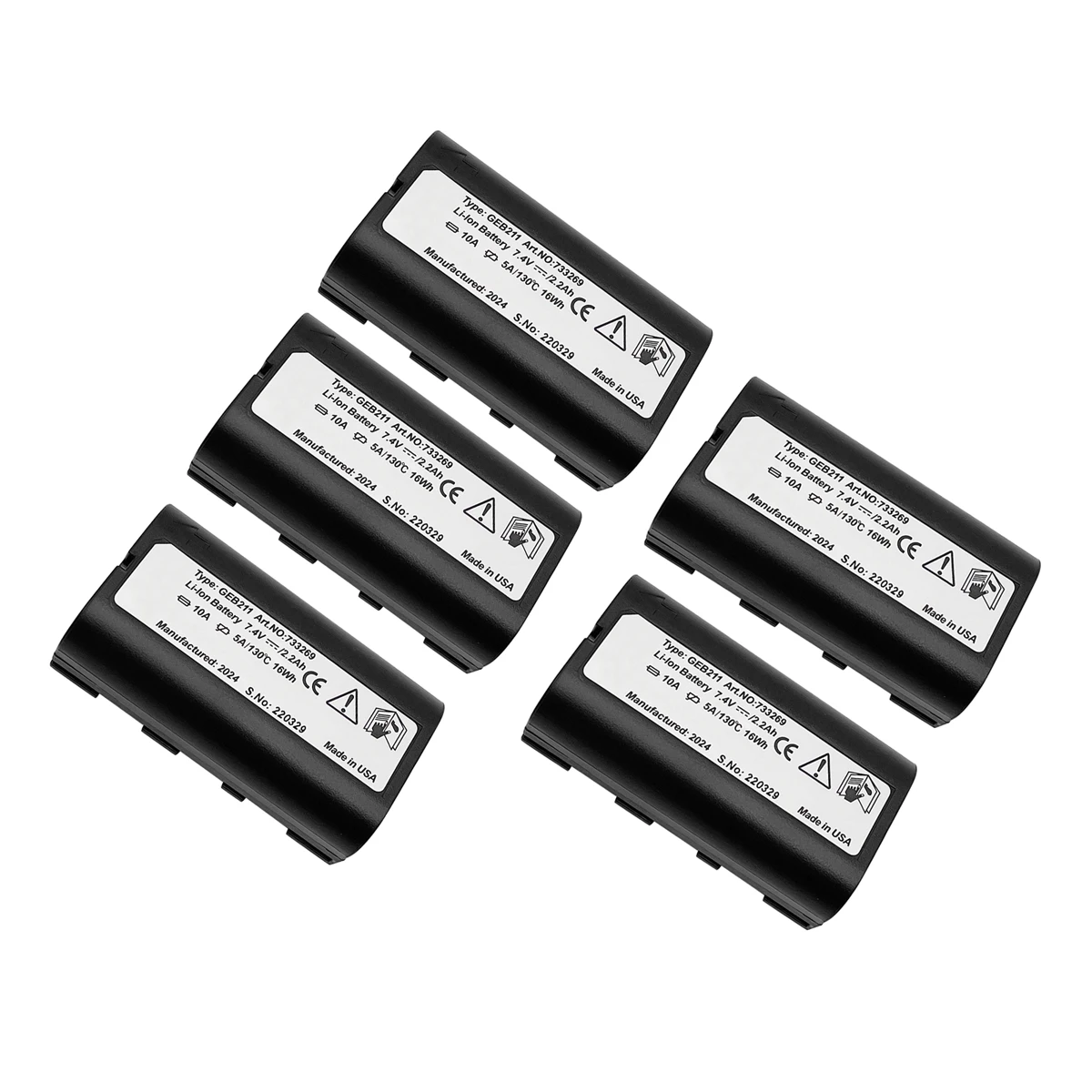 5pcs GEB211 Battery for Leica Total Stations 7.4V 2200mAh For For Leica GEB211 RX900 & RX1200 Series Controllers