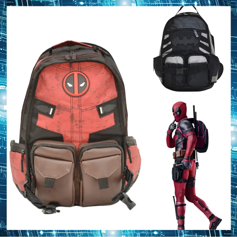 

﻿ In Stock Deadpool Anime Figure Batman Hero Figure Schoolbag Creative Mountaineering Travel Bag Students Backpack Boy Gift