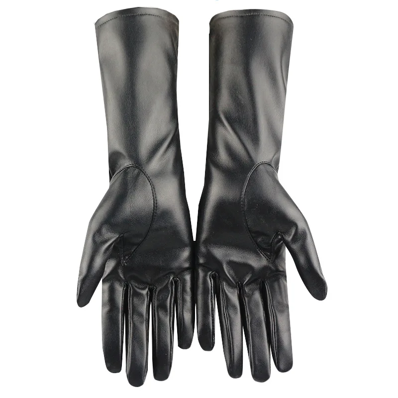 Female Winter Warm Touch Screen Driving Synthetic Leather Gloves 39CM Women\'s Outdoor Riding Plus Velvet Thicken Long Mittens