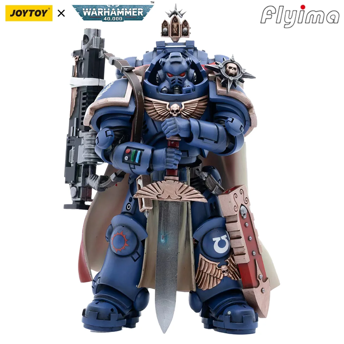 JOYTOY Warhammer 40,000 1/18 figurines d'action capitaine Ultramarines avec fusil à boulon lourd fabriqué par le maître modèle militaire Anime