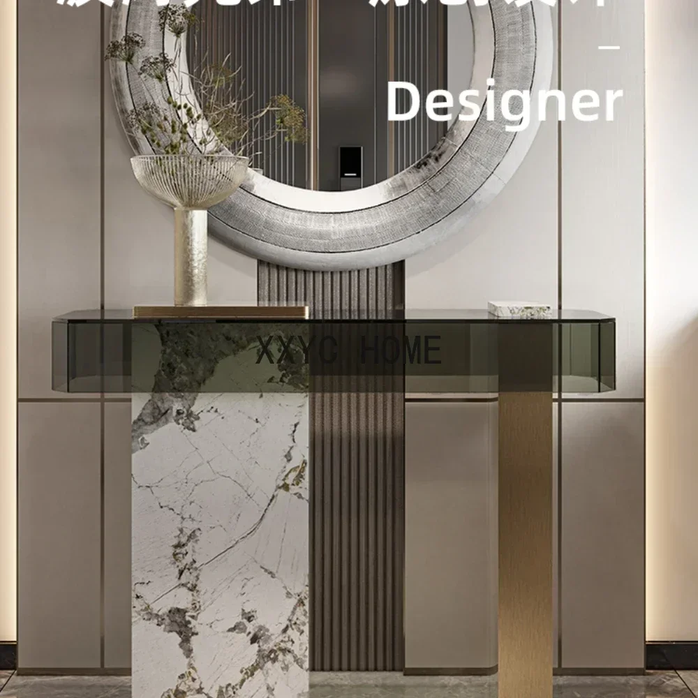 Post-Modern Light Luxury Console Entrance Hall Marble Console Tables