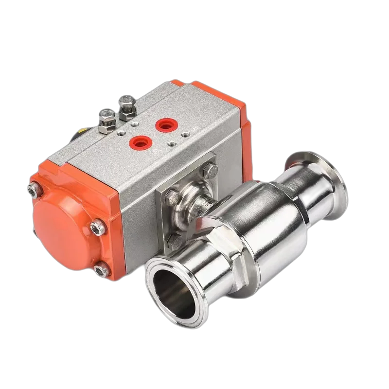 

45mm 304 Stainless Steel Sanitary Ball Valve Clamp Ferrule Type Quick Install Ball Valves With Double Acting Cylinder