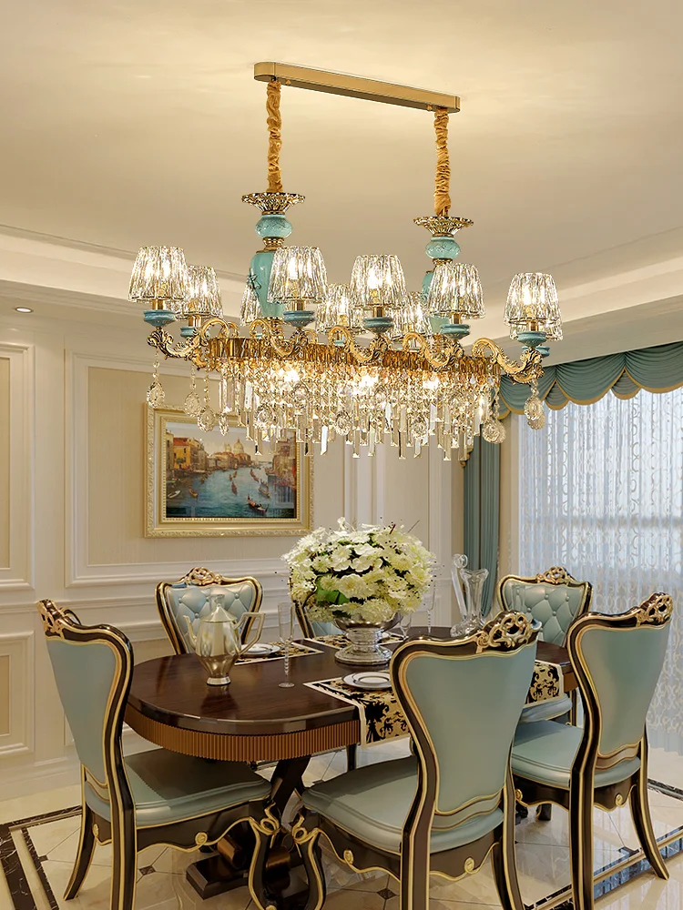 

Self-Optional European Long Dining Room Crystal Chandelier New Design Villa Bar Tea Room Luxury Lamps More Styles Can Choose