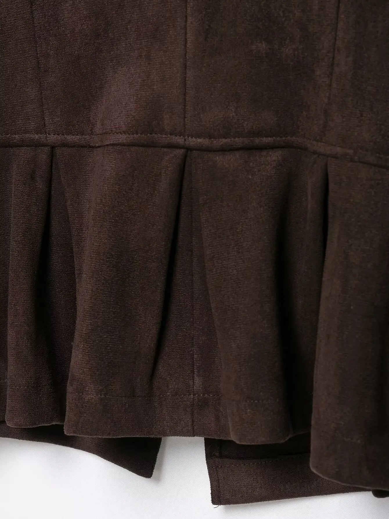 BSAY Vintage Militärjacke aus Kunstwildleder für Damen, Stehkragen, Metallknöpfe, plissierter Peplum-Rock, kurz geschnitten, langärmelige Oberbekleidung – Detail 10