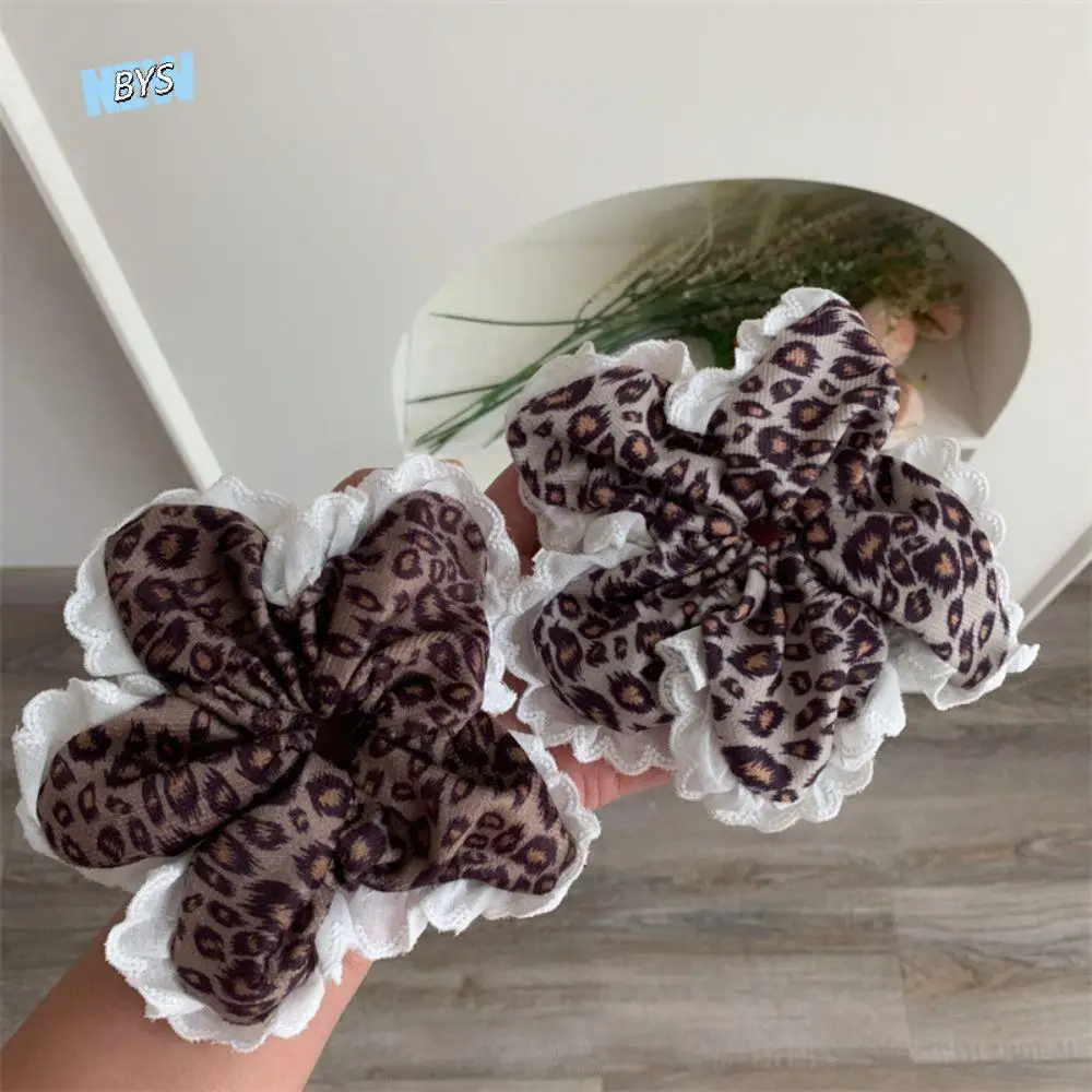 

Trendy Korean Style Leopard Flower Scrunchies Cloth Oversize Large Hair Claw Hair Tie Hair Rope Exaggerated Hair Ring Ladies
