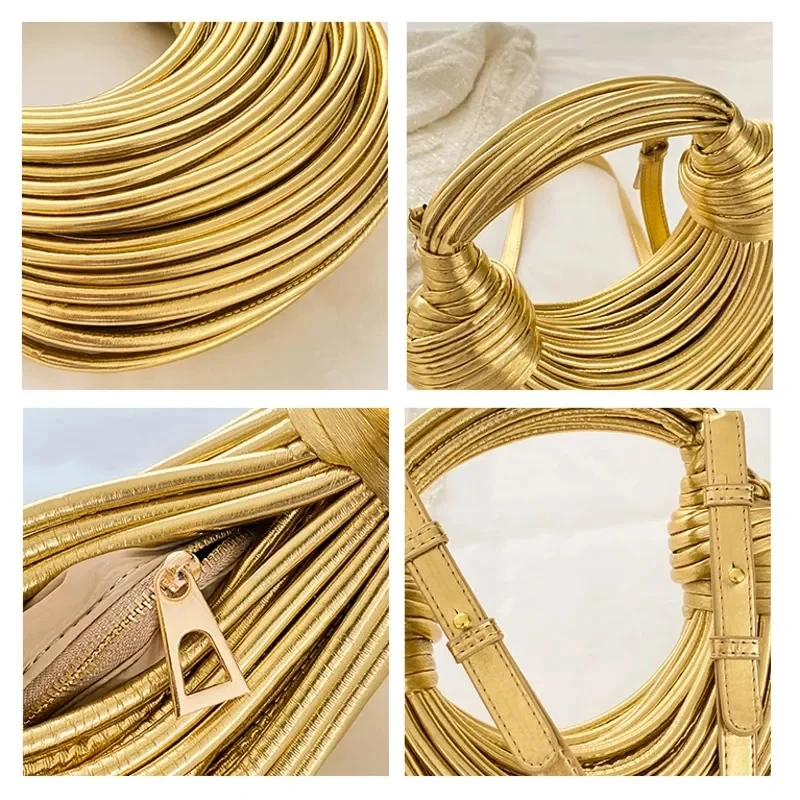 2024 Fashion Shoulder Bags Golden Noodle Knot Design Dinner Party Clutch Bag Designer Luxury Bag Portable Purse and Tote Bag