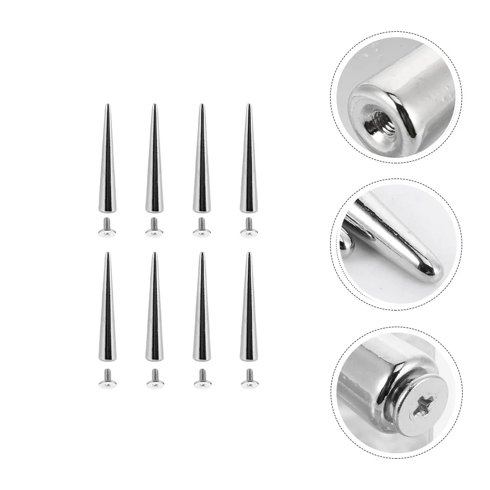 

8 Pcs Rivets DIY Accessories Punk Spike Conical Screw Back Studs Silver Spikes Craft Work