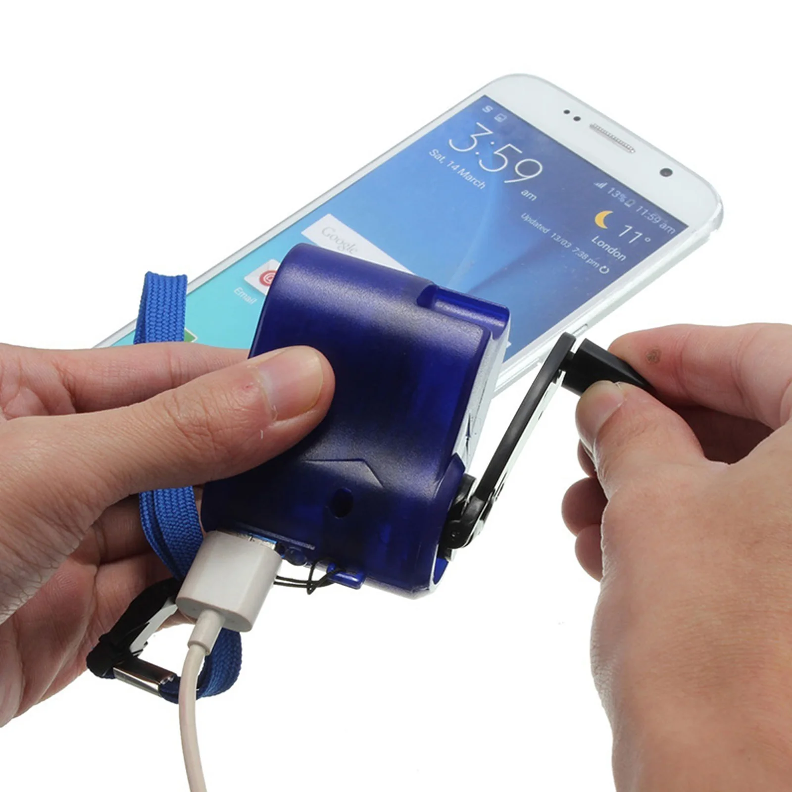 Hand Generator USB Port Portable Power Source Phone Crank Plastic Shell Camping Charging Tool